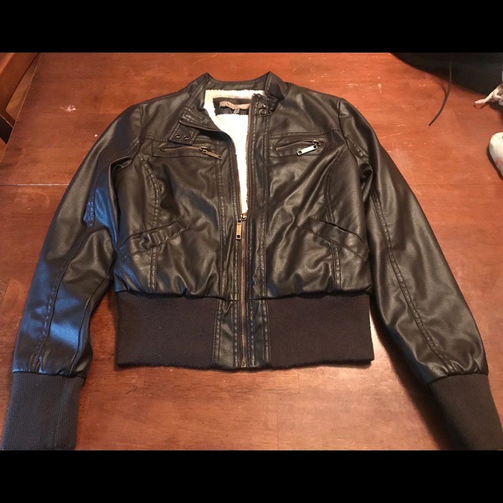 Women’s black leather jacket